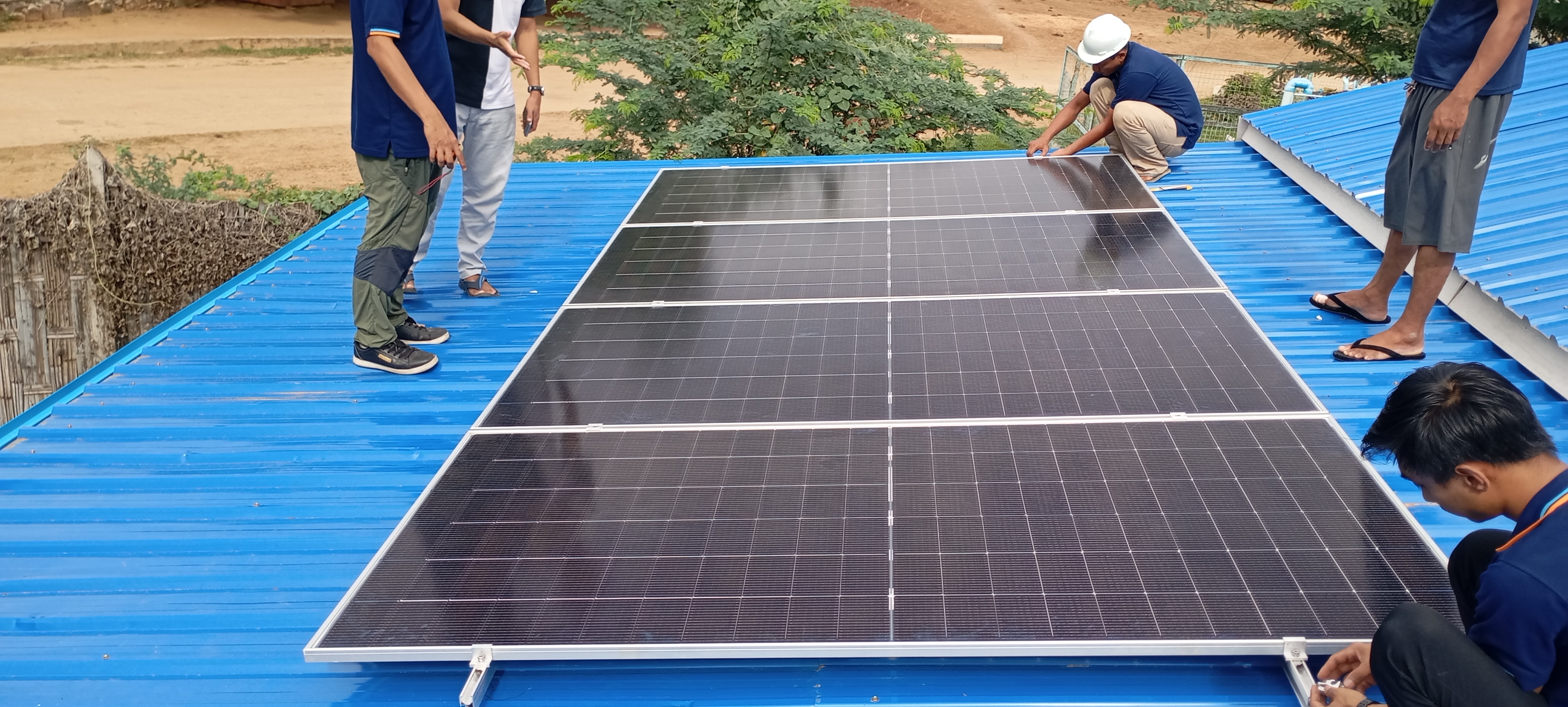 Solar panel installation at a digital learning center