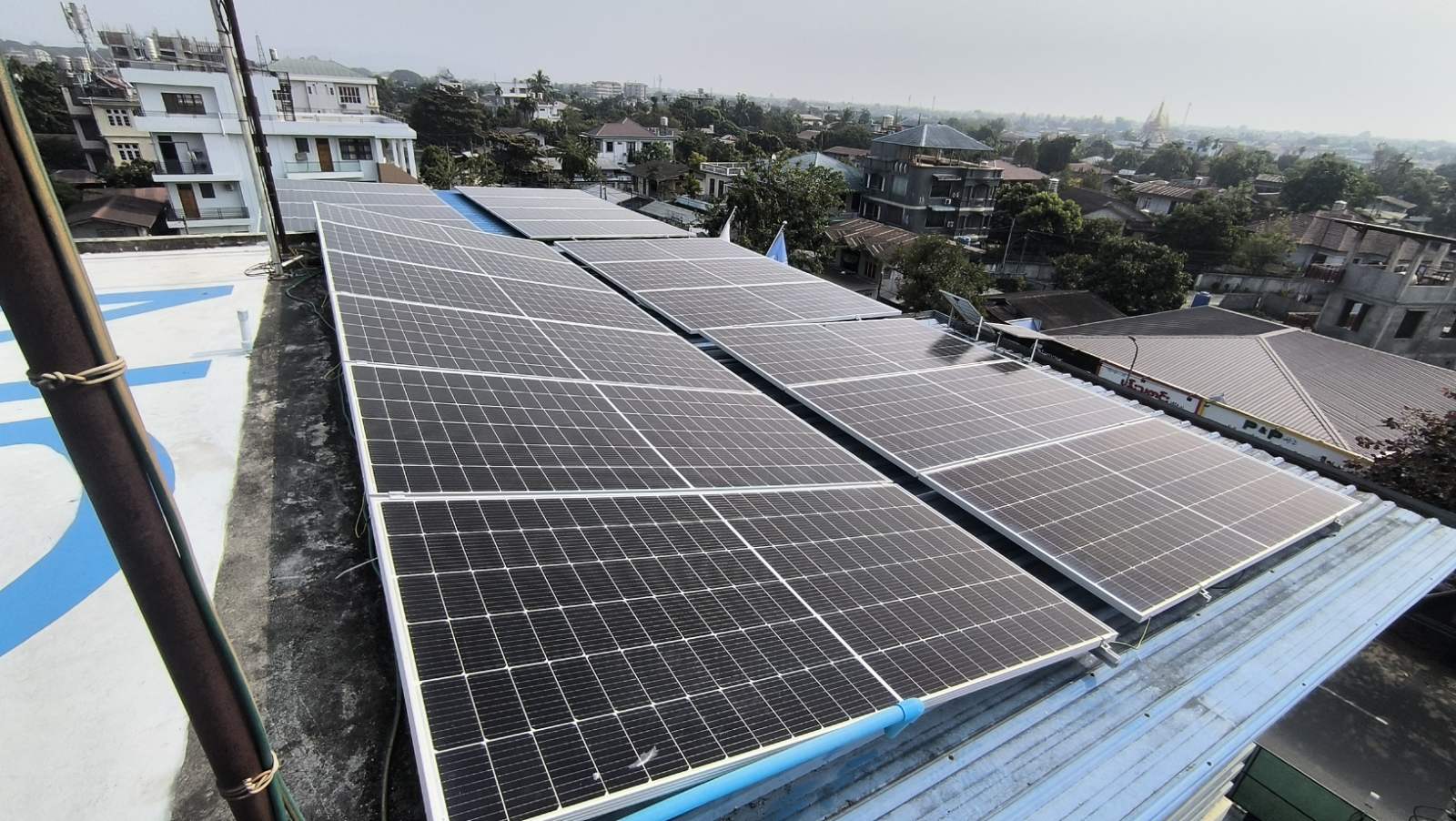 Rooftop solar panels at the UNHCR office in Myitkyina
